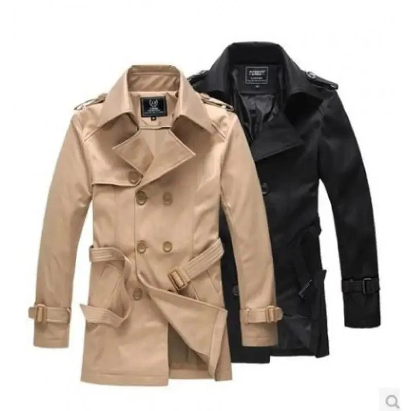 Slim Fit Double-Breasted Men's Trench Coat - Trench Coat - LeStyleParfait