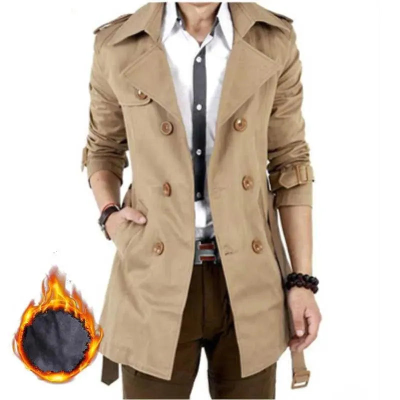 Slim Fit Double-Breasted Men's Trench Coat - Trench Coat - LeStyleParfait