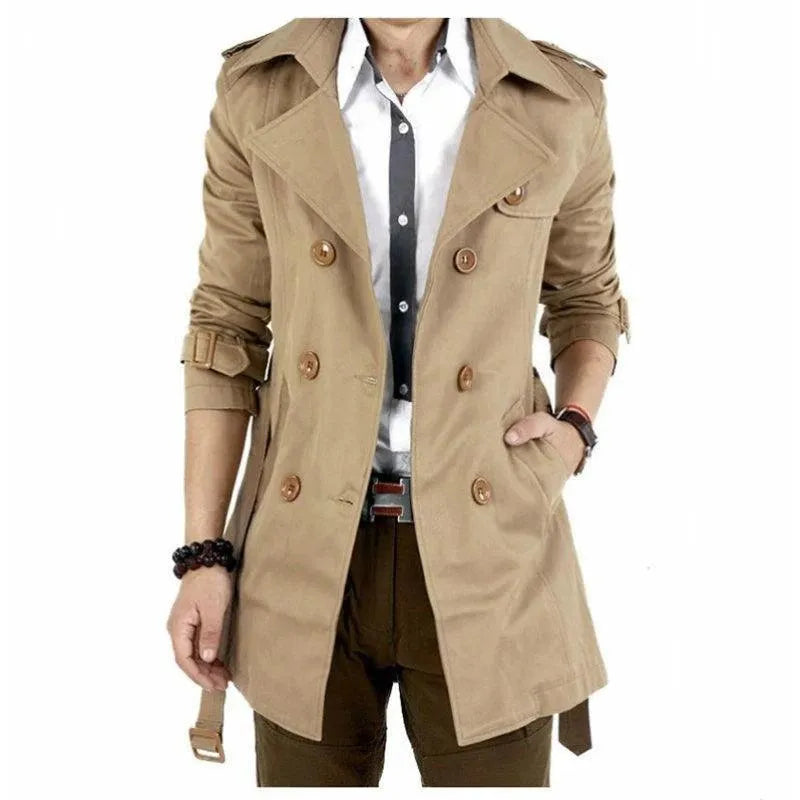 Slim Fit Double-Breasted Men's Trench Coat - Trench Coat - LeStyleParfait