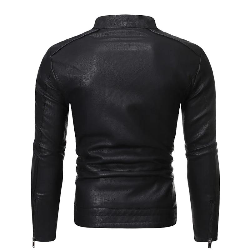 Slim Fit Motorcycle Jacket for Men-Leather Biker Jacket-LeStyleParfait