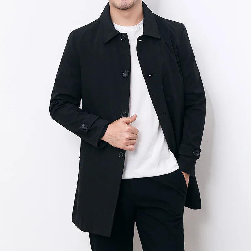 Slim Fit Single-Breasted Men Trench Coat-Trench Coat-LeStyleParfait