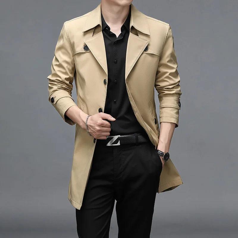 Slim Fit Single-Breasted Men Trench Coat-Trench Coat-LeStyleParfait