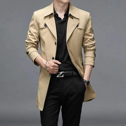 Slim Fit Single-Breasted Men Trench Coat-Trench Coat-LeStyleParfait