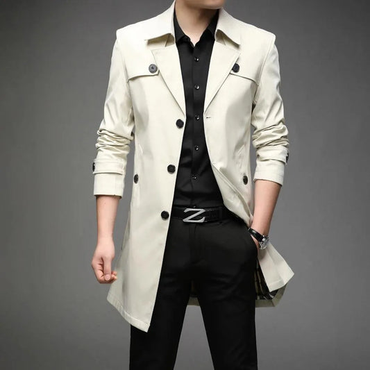 Slim Fit Single-Breasted Men Trench Coat - Trench Coat - LeStyleParfait