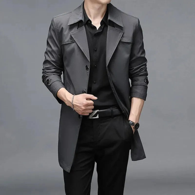 Slim Fit Single-Breasted Men Trench Coat - Trench Coat - LeStyleParfait