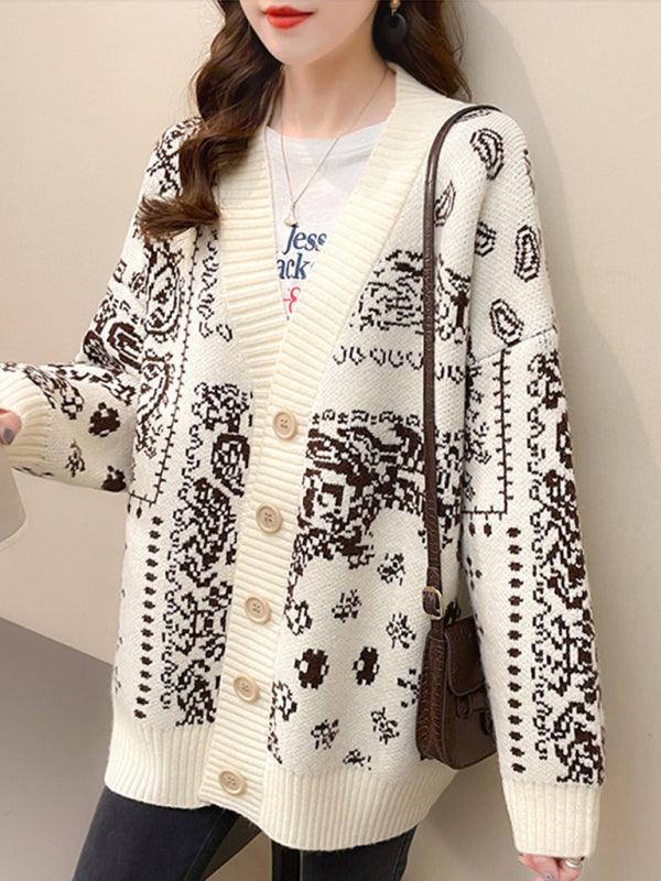 Snowflake Jacquard Cardigan Sweater - Cardigan Sweater - LeStyleParfait