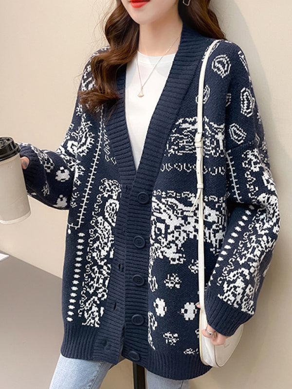 Snowflake Jacquard Cardigan Sweater - Cardigan Sweater - LeStyleParfait