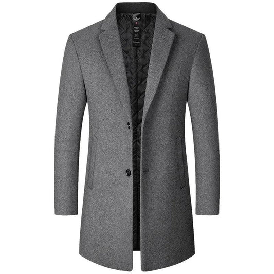 Solid Woolen Men's Coat-Men's Coat-LeStyleParfait