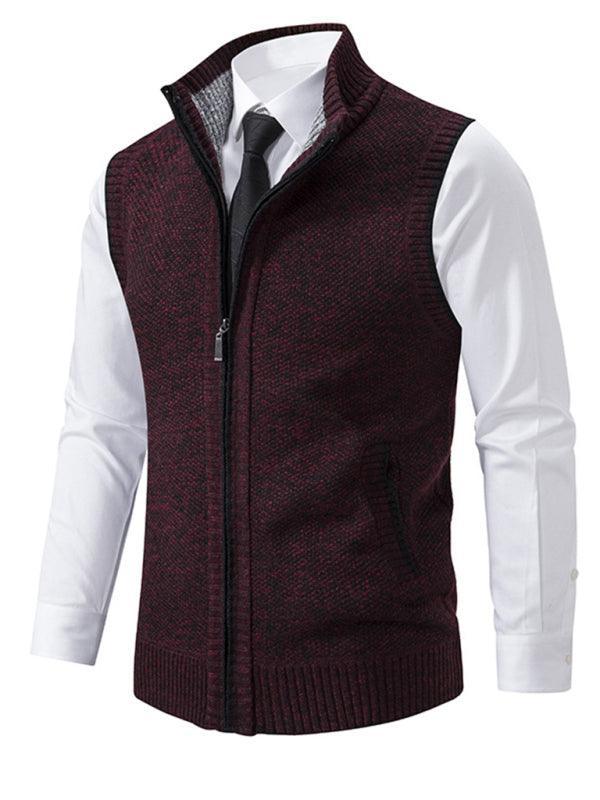 Stand Collar Sleeveless Knitted Men Vests - Vests - LeStyleParfait