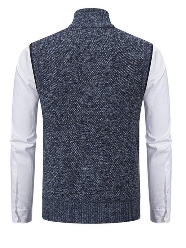 Stand Collar Sleeveless Knitted Men Vests - Vests - LeStyleParfait