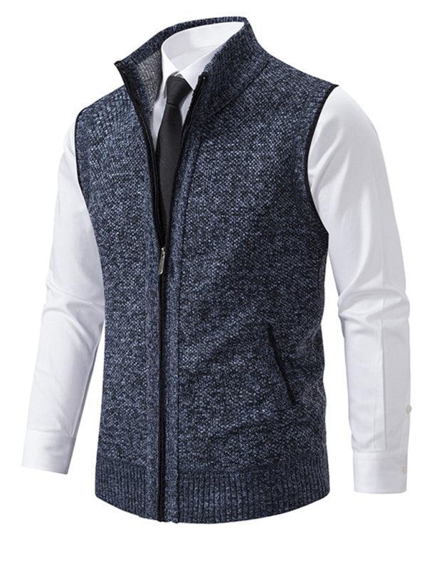 Stand Collar Sleeveless Knitted Men Vests - Vests - LeStyleParfait