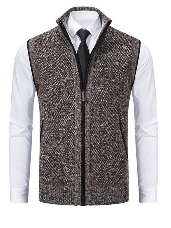 Stand Collar Sleeveless Knitted Men Vests - Vests - LeStyleParfait