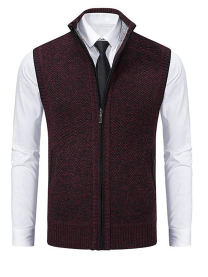 Stand Collar Sleeveless Knitted Men Vests - Vests - LeStyleParfait