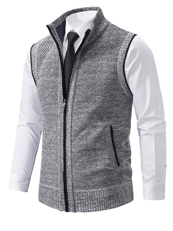 Stand Collar Sleeveless Knitted Men Vests - Vests - LeStyleParfait