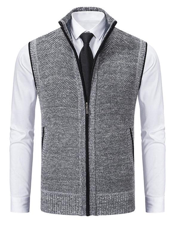 Stand Collar Sleeveless Knitted Men Vests - Vests - LeStyleParfait