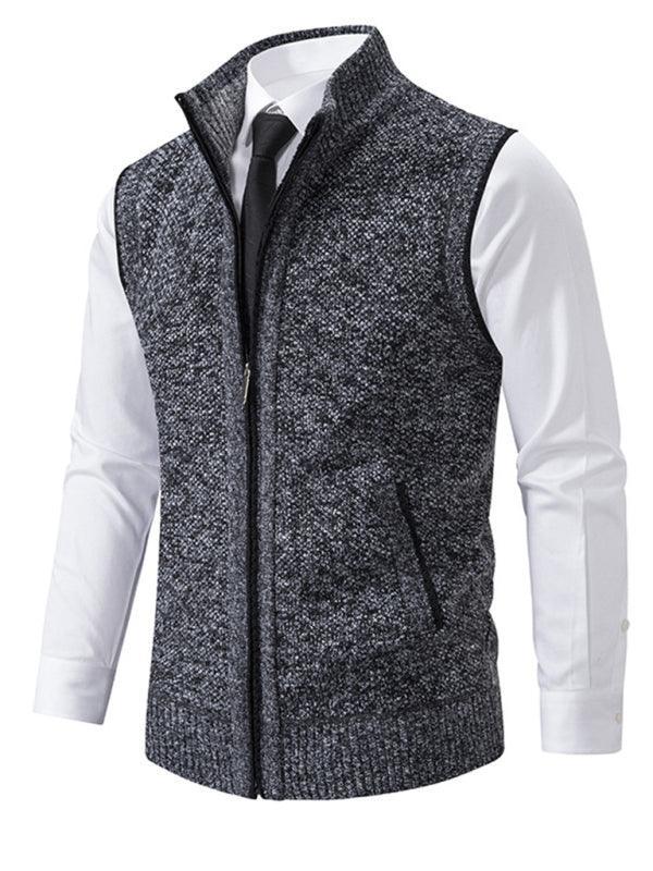 Stand Collar Sleeveless Knitted Men Vests - Vests - LeStyleParfait