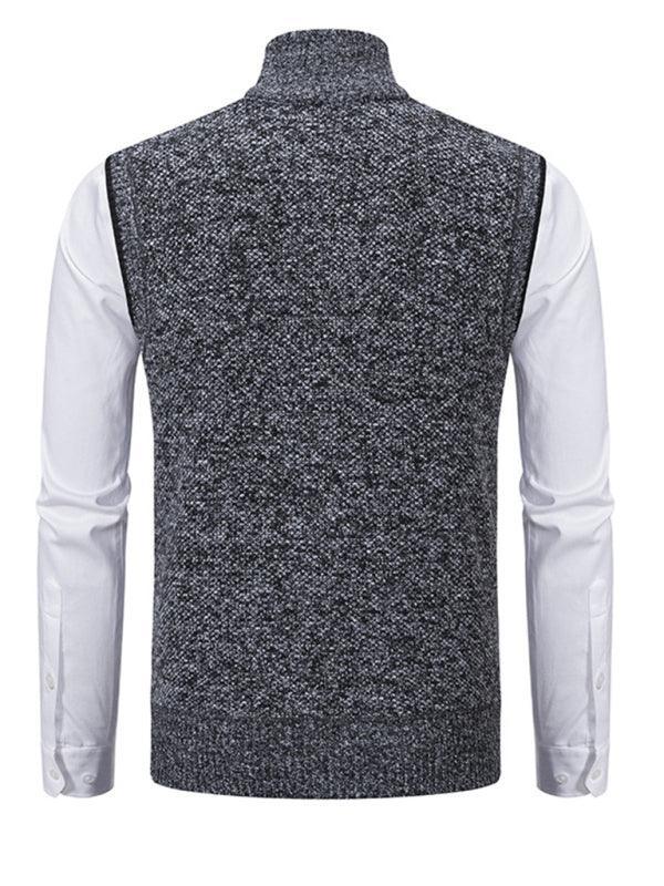 Stand Collar Sleeveless Knitted Men Vests - Vests - LeStyleParfait