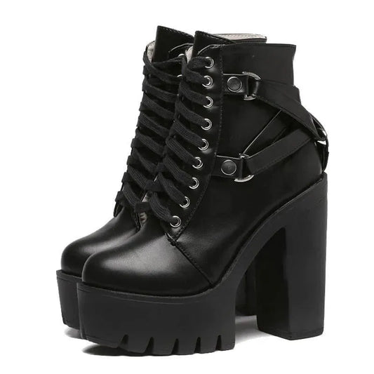 Strappy High Heels Platform Boots - Boots - LeStyleParfait