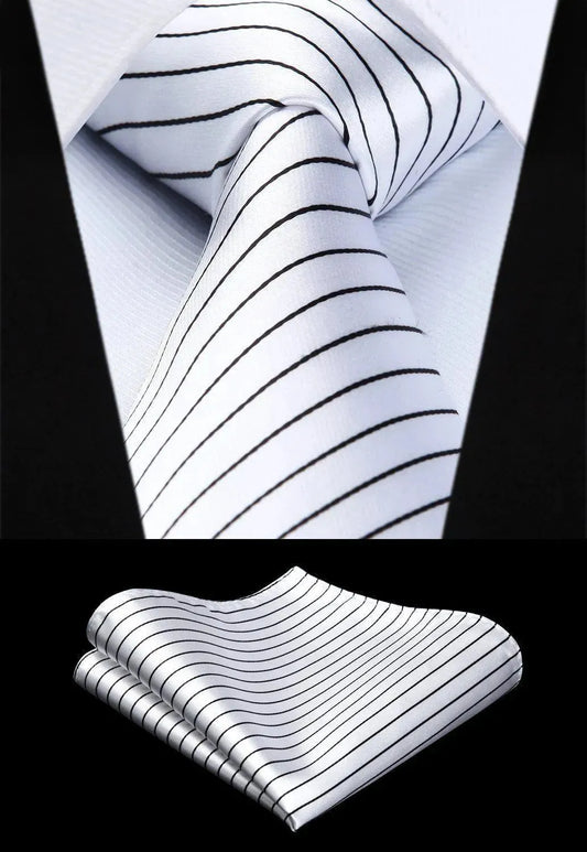 Striped Necktie Handkerchief Set - Necktie - LeStyleParfait