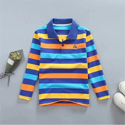 Striped Polyester Polo Shirt for Kids-Polo Shirt-Red-Size 10 (5T)-LeStyleParfait