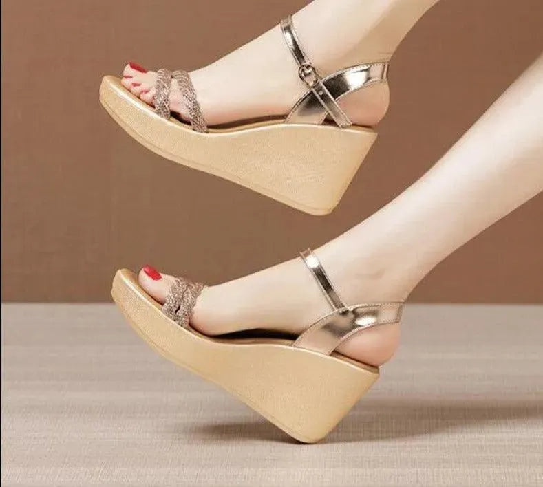 Stylish 2-Straps Wedge Sandals - Wedge Shoes - LeStyleParfait