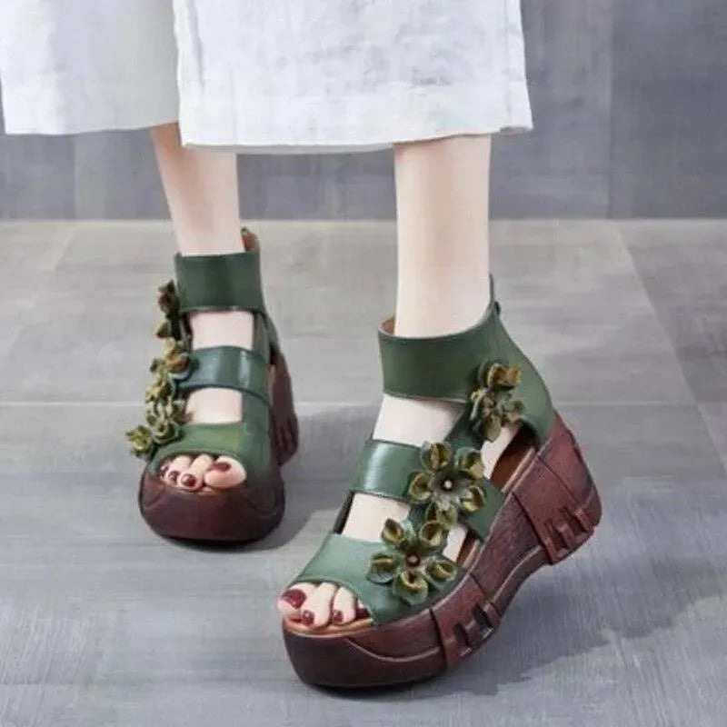 Stylish Floral Wedge Sandals - Wedge Shoes - LeStyleParfait