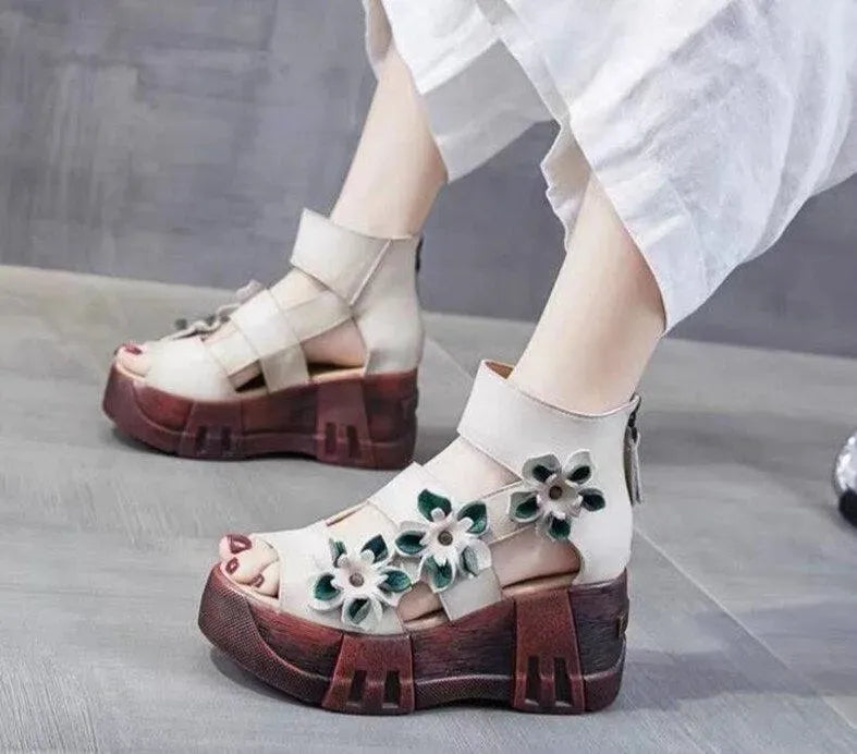 Stylish Floral Wedge Sandals - Wedge Shoes - LeStyleParfait