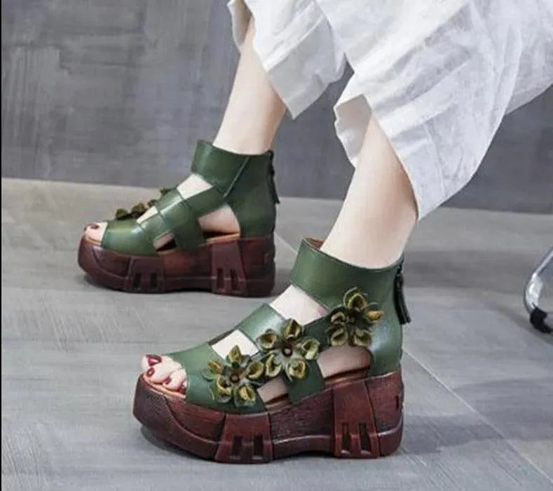 Stylish Floral Wedge Sandals - Wedge Shoes - LeStyleParfait