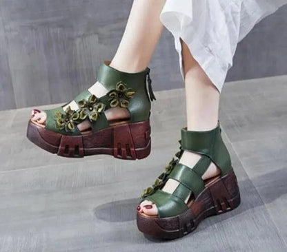 Stylish Floral Wedge Sandals - Wedge Shoes - LeStyleParfait