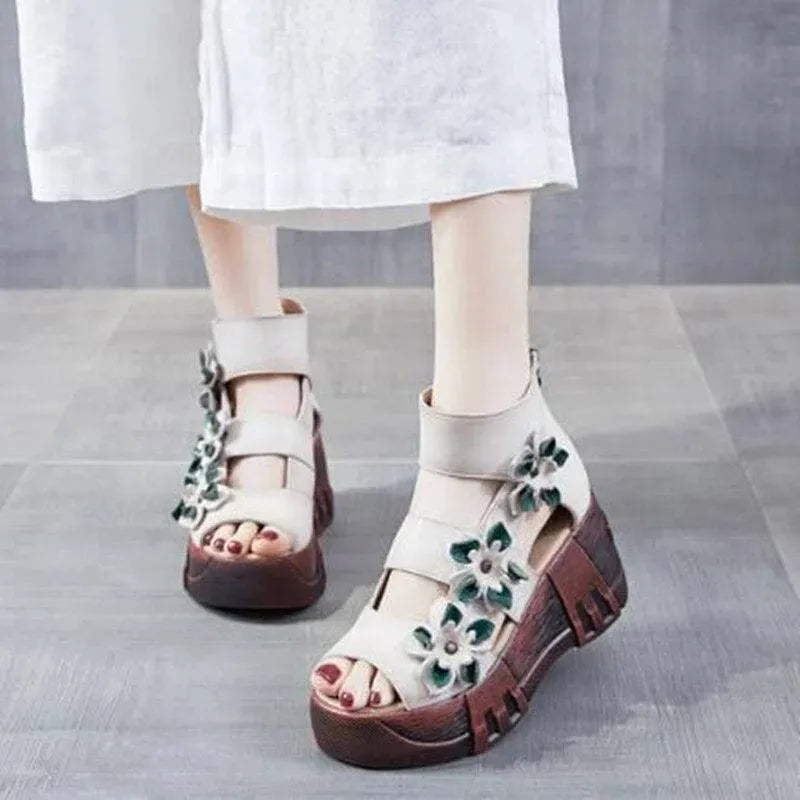 Stylish Floral Wedge Sandals - Wedge Shoes - LeStyleParfait