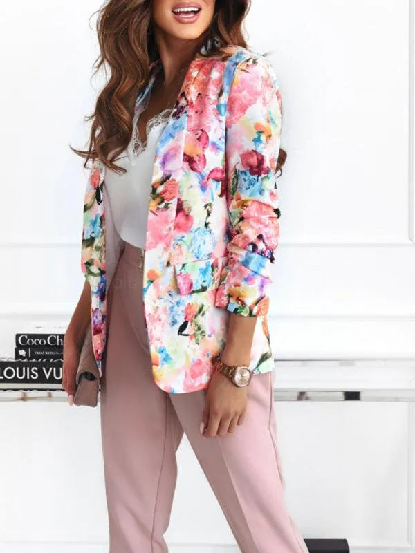 Stylish Printed V-Neck Women Coat - Women Coat - LeStyleParfait