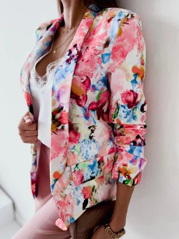 Stylish Printed V-Neck Women Coat - Women Coat - LeStyleParfait