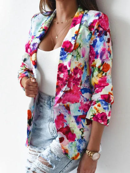 Stylish Printed V-Neck Women Coat - Women Coat - LeStyleParfait