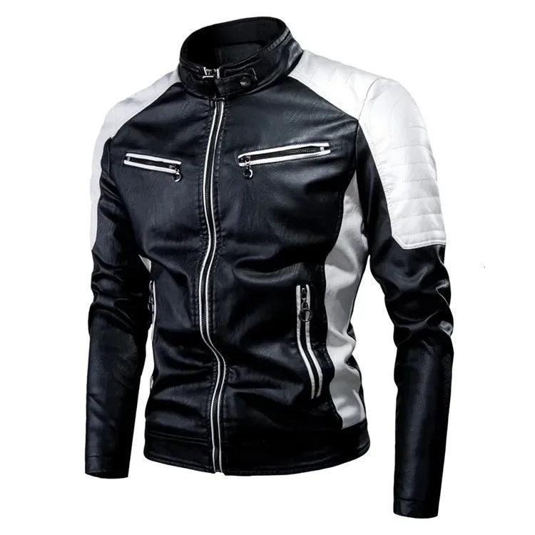 Stylish Slim-Fit Men Leather Biker Jacket-Leather Biker Jacket-LeStyleParfait