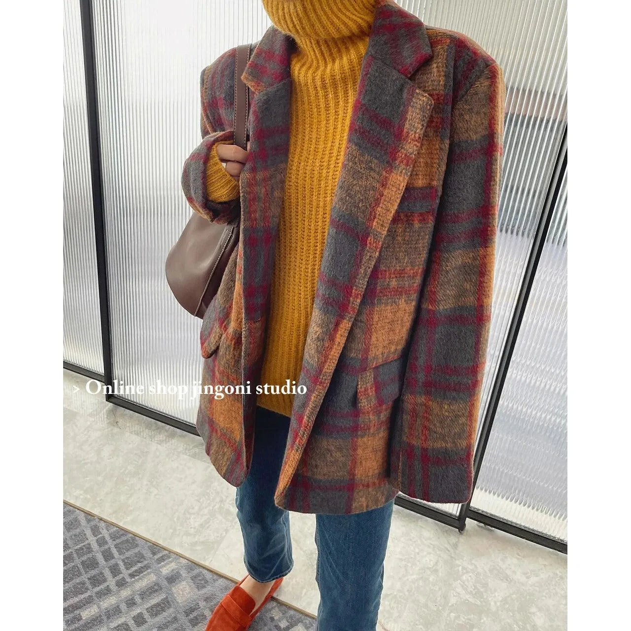 Trendy Plaid Loose Women Coat - Women Coats - LeStyleParfait