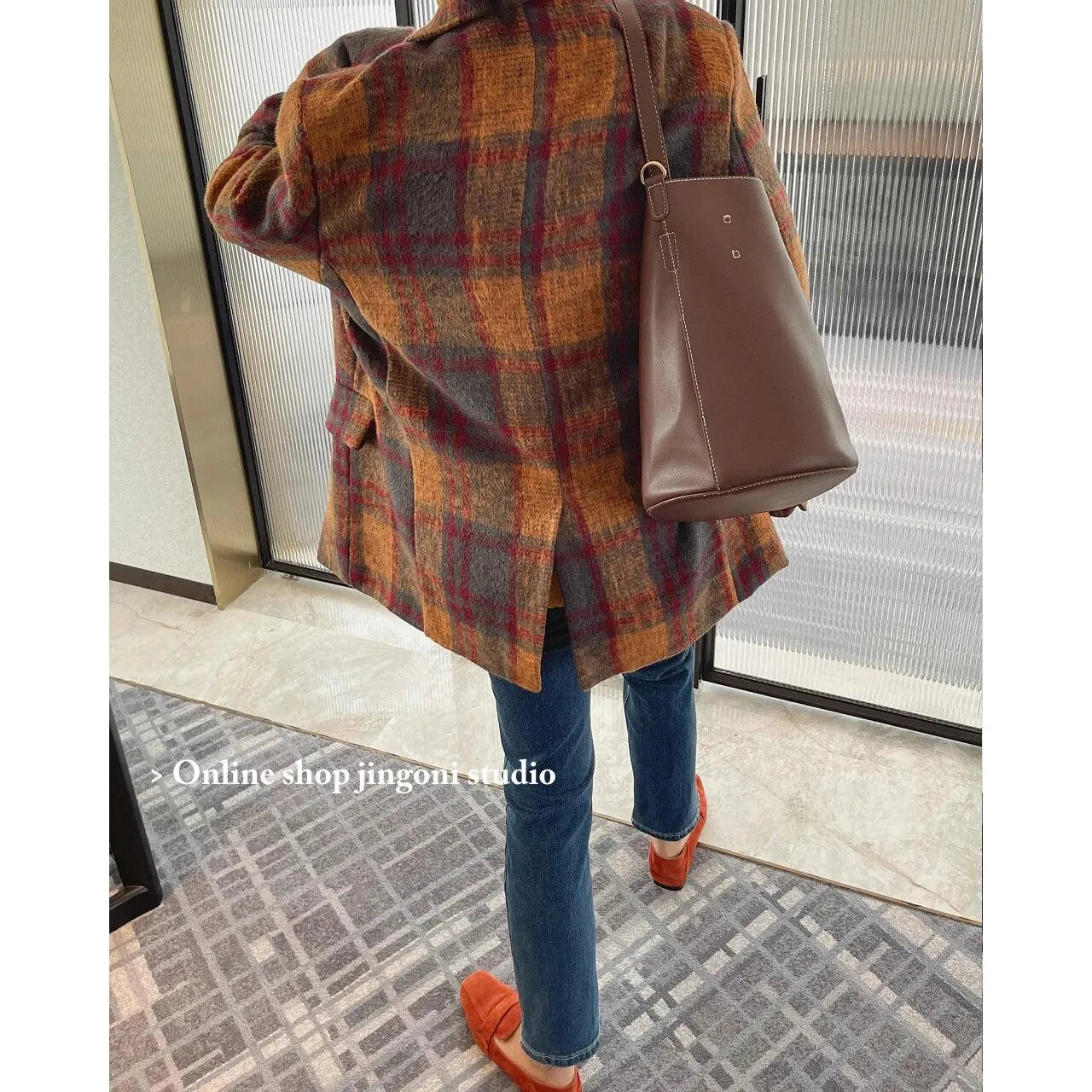 Trendy Plaid Loose Women Coat - Women Coats - LeStyleParfait