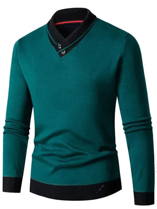 Turtleneck Slim Fit V-Neck Men Sweater - Pullover Sweater - LeStyleParfait