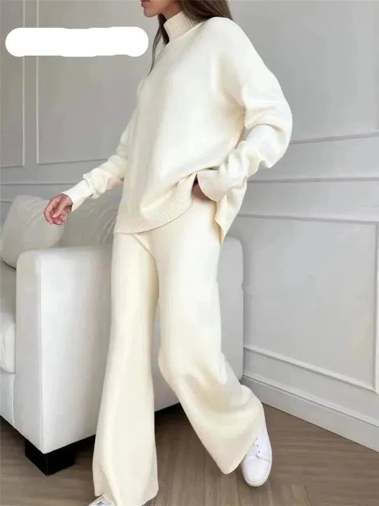 Turtleneck Women Pants Sweater Set - Clothing Set - LeStyleParfait