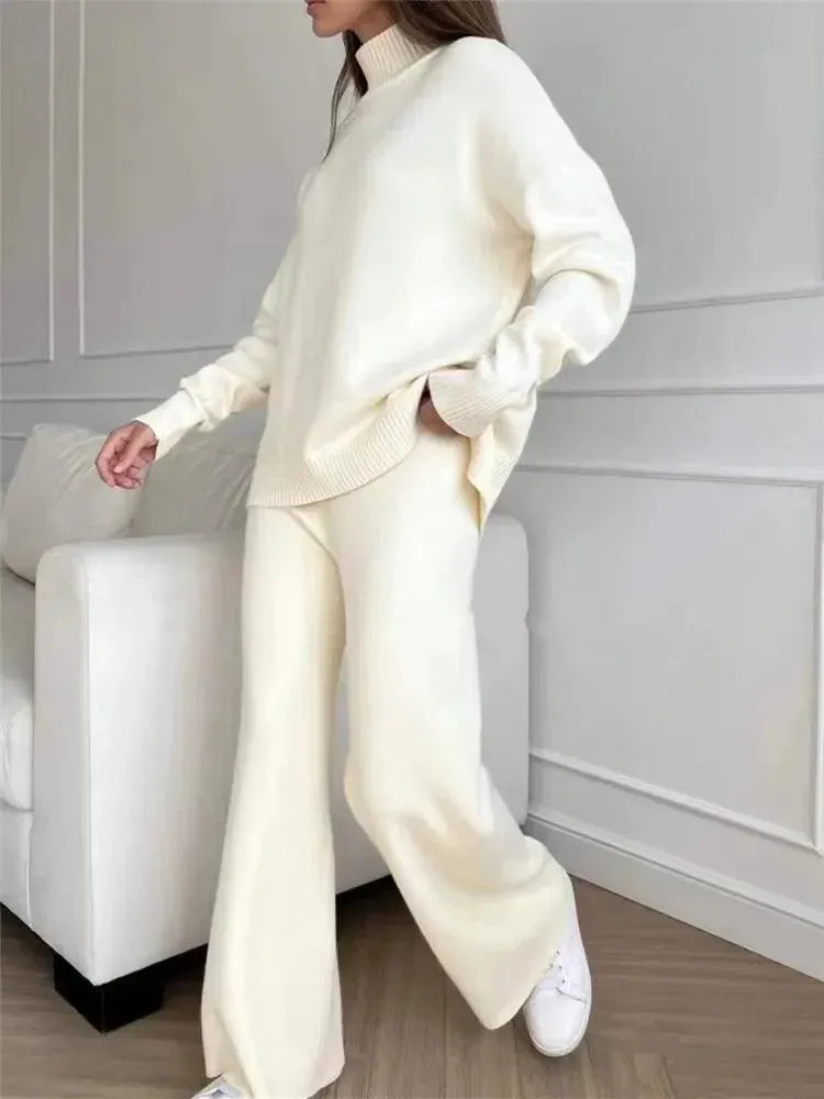 Turtleneck Women Pants Sweater Set - Clothing Set - LeStyleParfait