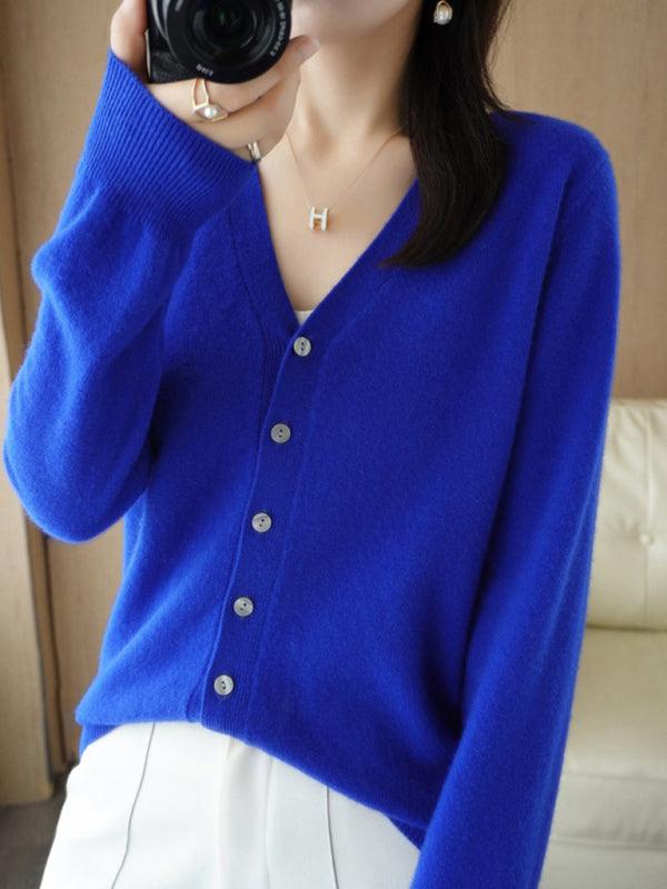 V-neck Short Women Cardigan Sweater - Cardigan Sweater - LeStyleParfait