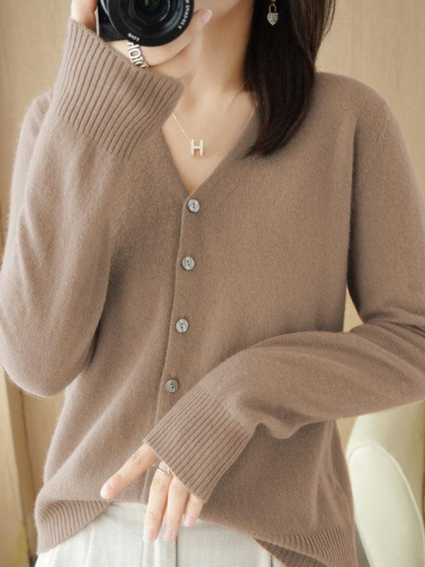 V-neck Short Women Cardigan Sweater - Cardigan Sweater - LeStyleParfait