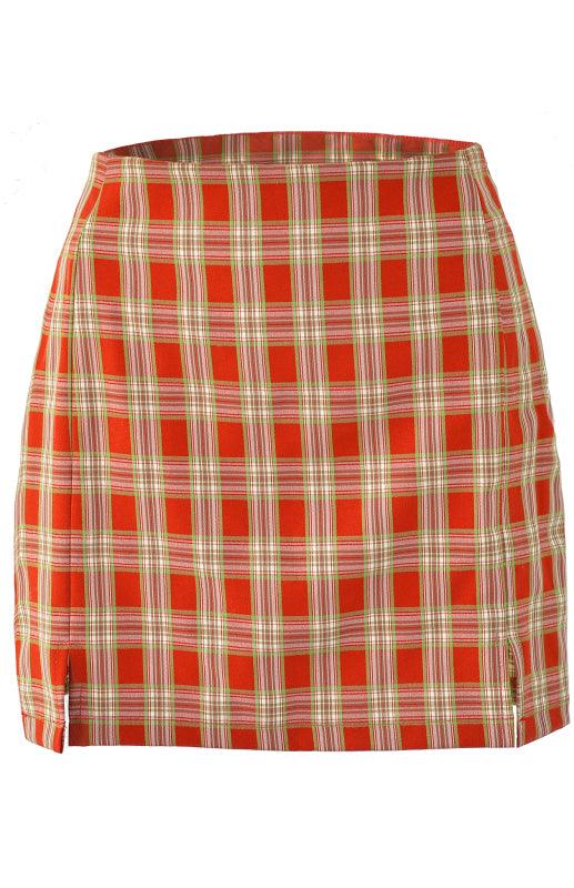 Versatile Hip Wrap Split High Waist Plaid Skirt - - LeStyleParfait