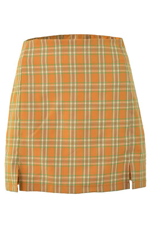 Versatile Sheath High Waist Plaid Skirt with Slit - Plaid Skirt - LeStyleParfait