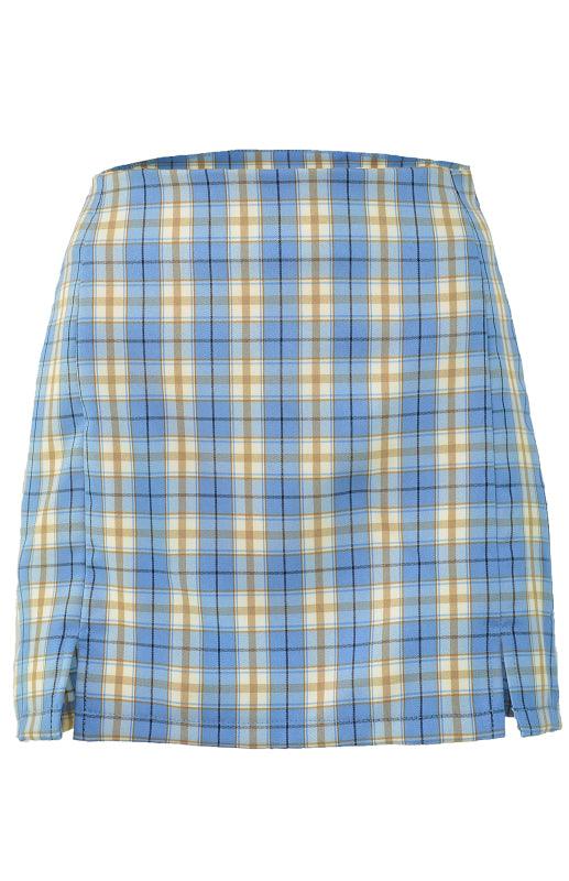 Versatile Sheath High Waist Plaid Skirt with Slit - Plaid Skirt - LeStyleParfait