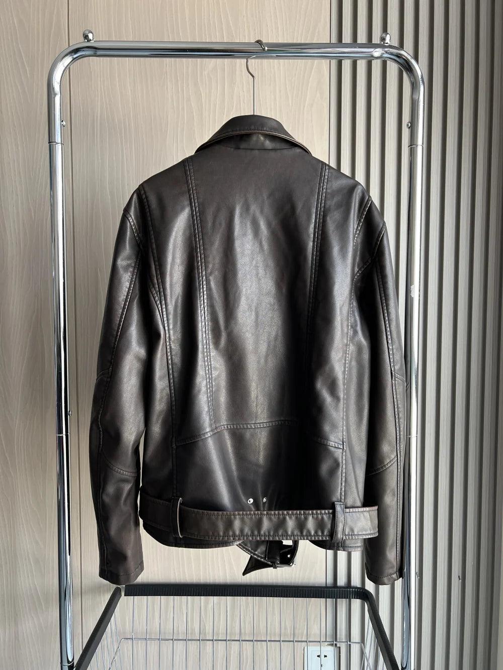 Vintage Men Leather Biker Jacket-Leather Biker Jacket-LeStyleParfait