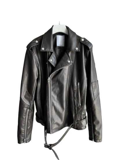 Vintage Men Leather Biker Jacket - Leather Biker Jacket - LeStyleParfait