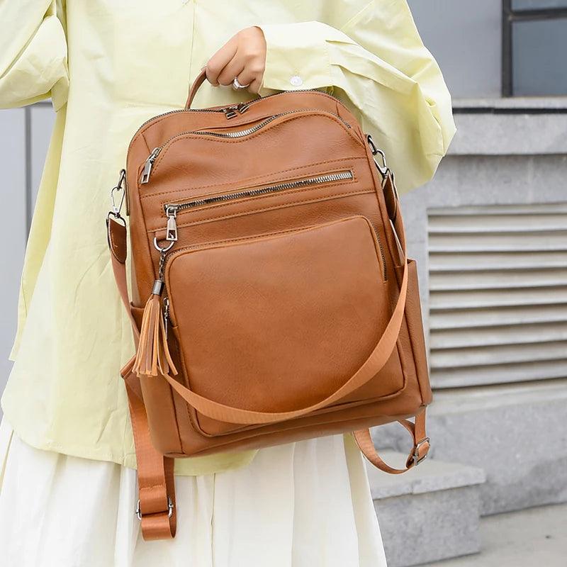 Vintage Style Women's Leather Backpack - Backpack - LeStyleParfait