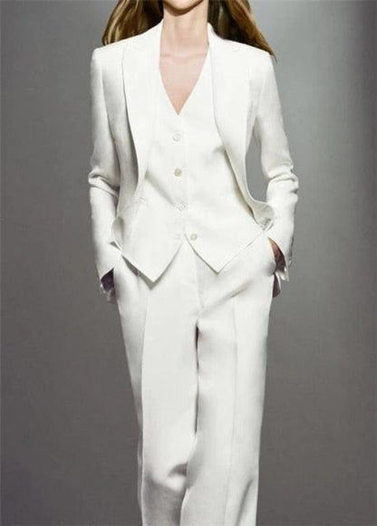 White Formal Three Piece Pantsuit - Pantsuit - LeStyleParfait