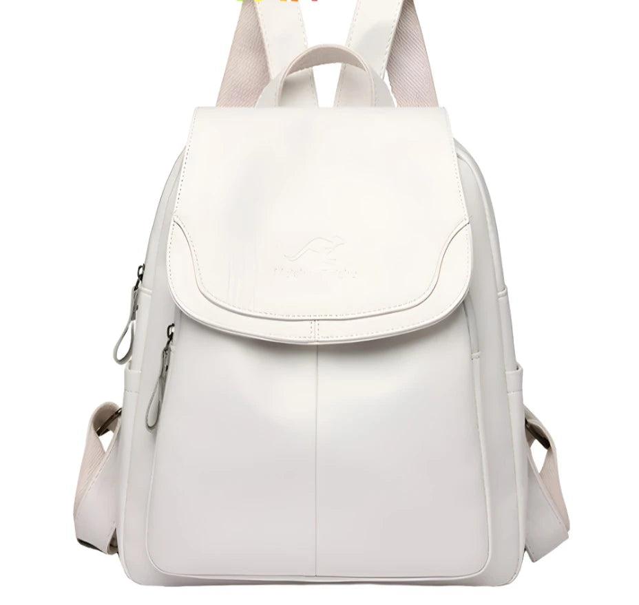 White Leather Women's Backpack - Backpack - LeStyleParfait