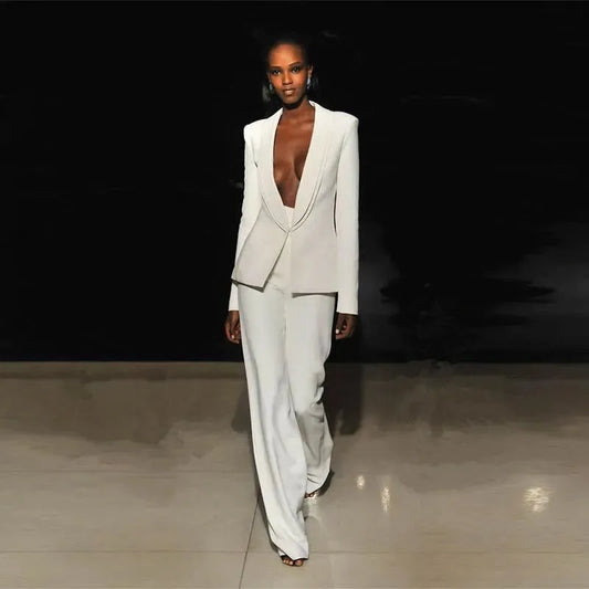 White Women Pantsuit - Pantsuit - LeStyleParfait